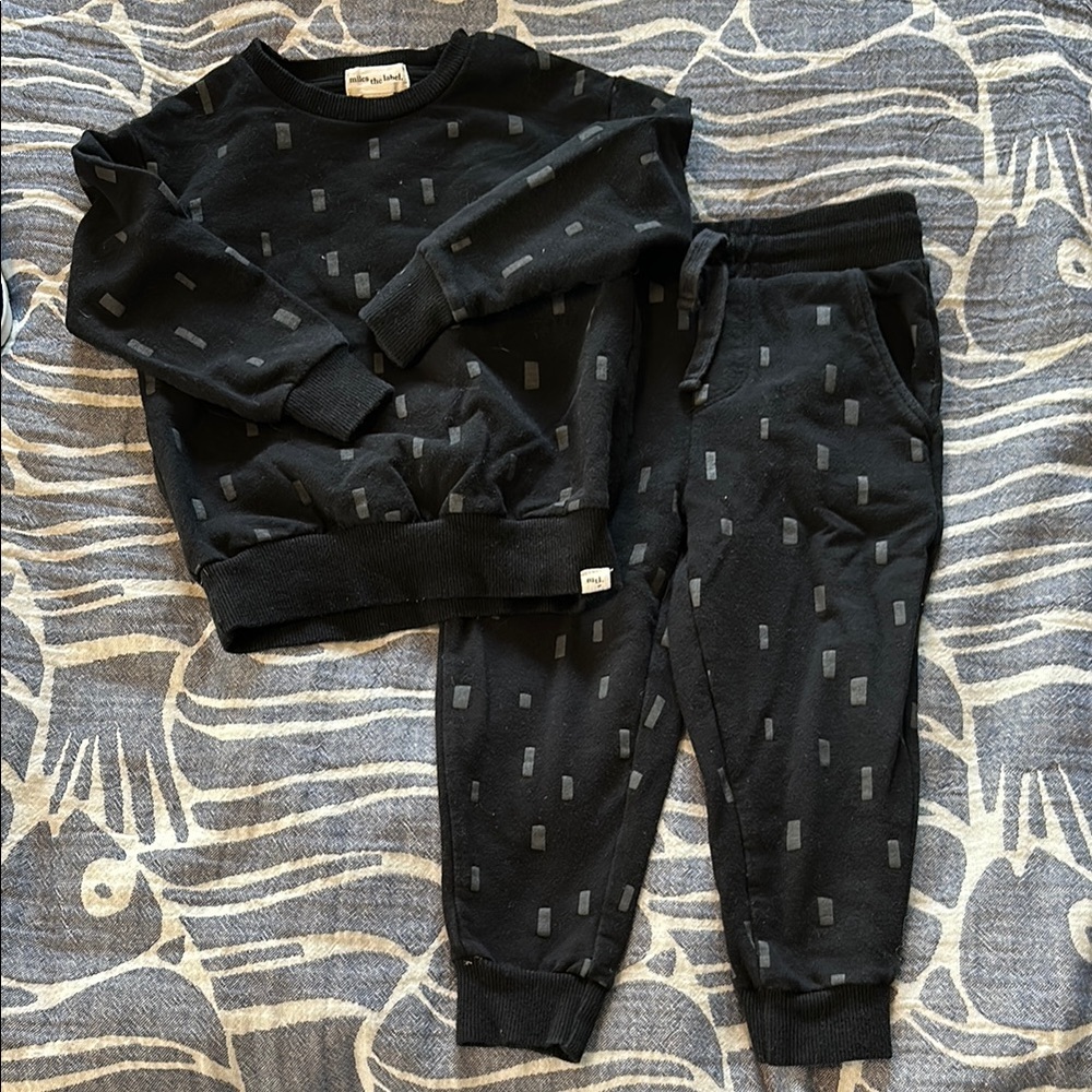 Miles the Label Black Kids Sweatshirt and Joggers Set 2T